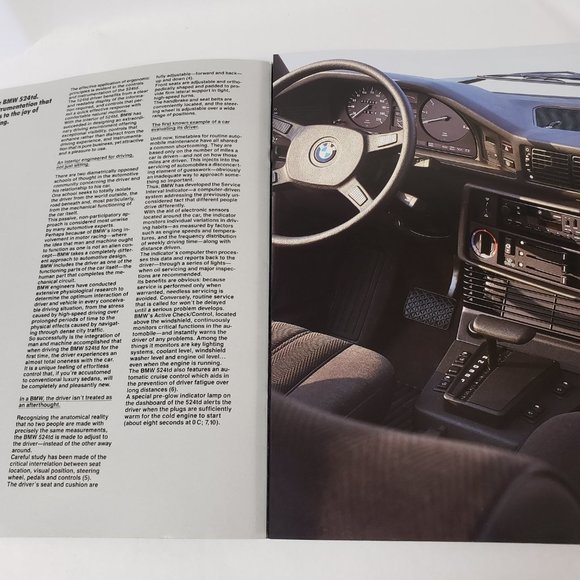 1985 BMW 524TD SPECIFICATIONS DEALERSHIP BOOK - Picture 8 of 14